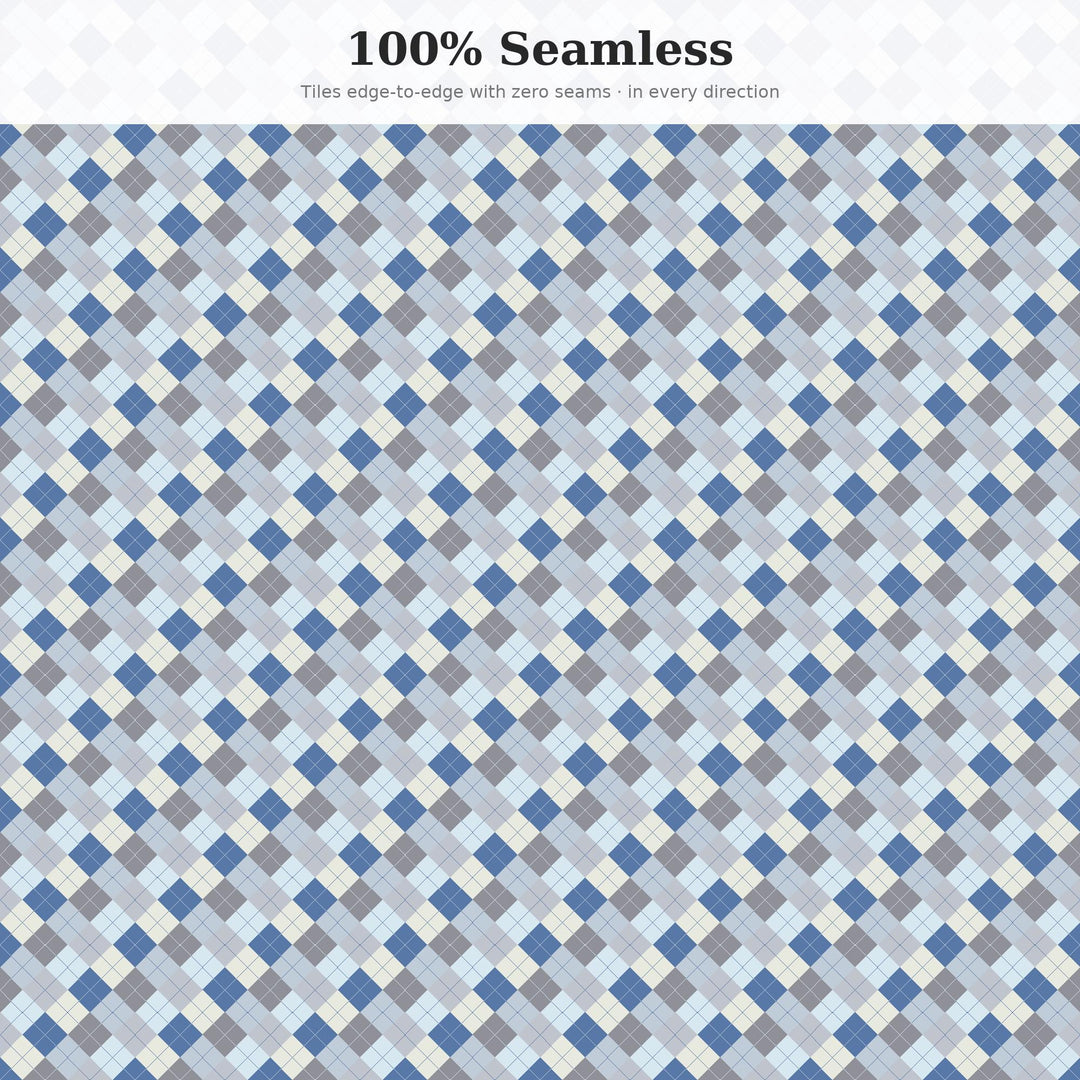Fjord Blue Argyle Seamless Pattern | Digital Paper, Fabric Design (png, jpg, svg, pdf, pat)