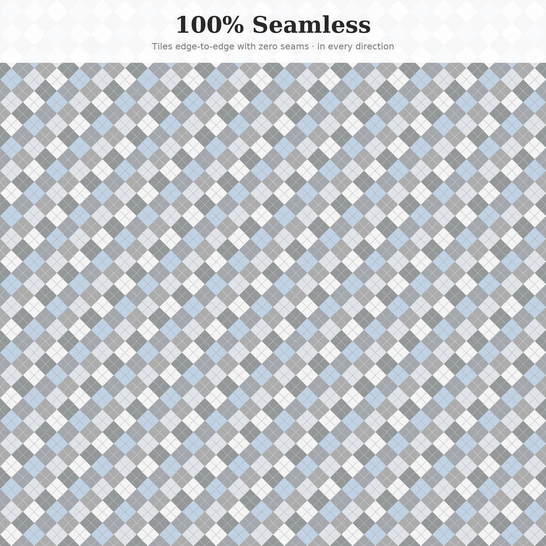 Fog On The Water Argyle Seamless Pattern | Fabric & Surface Design (Digital Download)