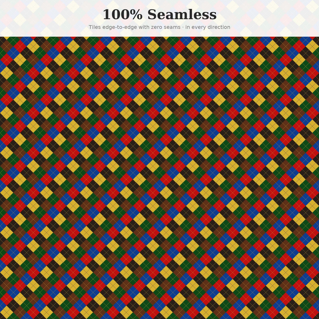 Folk Argyle Seamless Pattern | Multi-Color Folk Art Argyle | .png .jpg .svg .pdf .pat | Digital Paper | Fabric & Surface Design