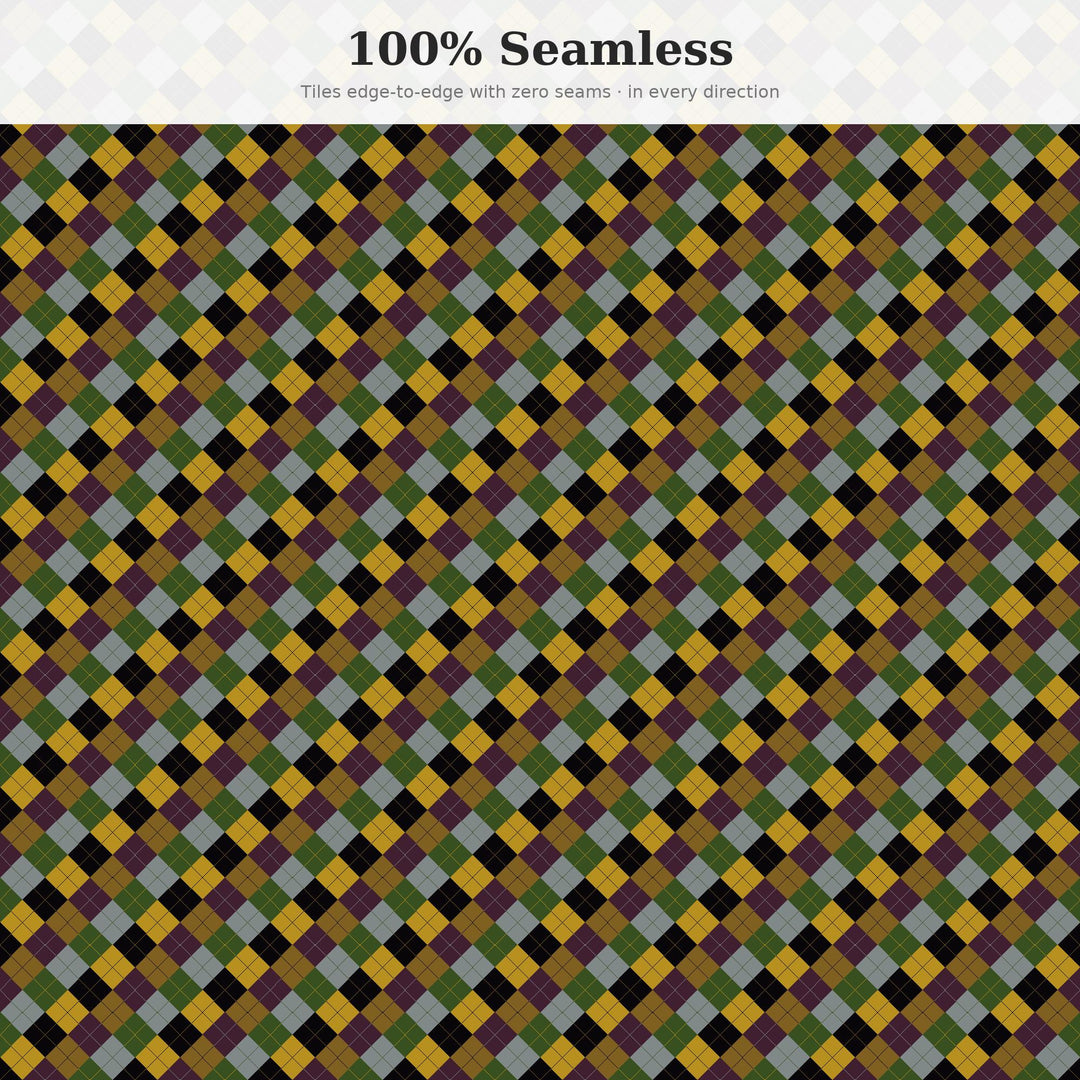 Forbidden Argyle Seamless Pattern | Multi-Color Forbidden Magic Argyle | .png .jpg .svg .pdf .pat | Digital Paper | Fabric & Surface Design