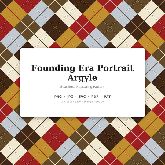 Founding Argyle Seamless Pattern | Multi-Color Founding Era Portrait Argyle | .png .jpg .svg .pdf .pat | Digital Paper