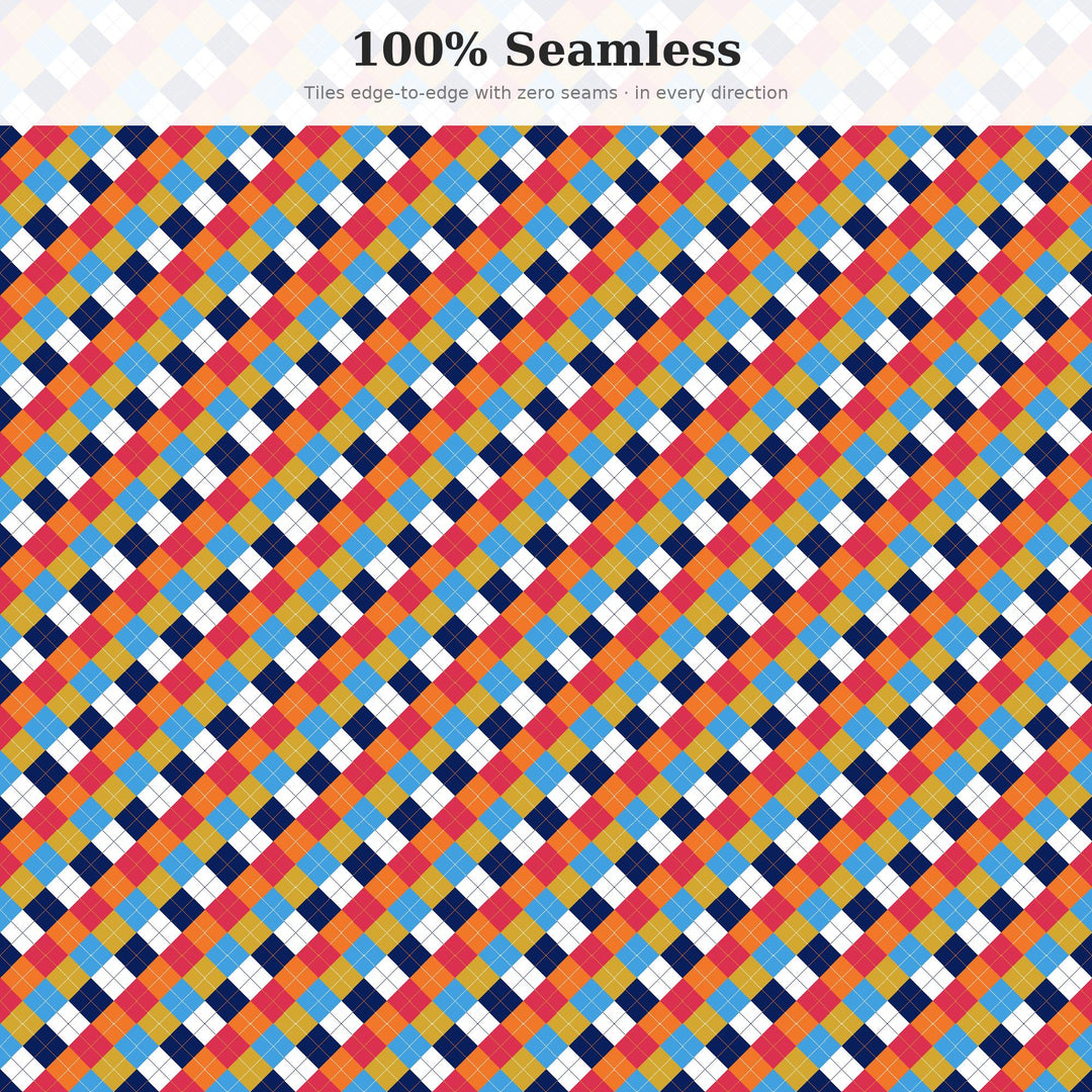 Fourth Argyle Seamless Pattern | Multi-Color Fourth of July Parade Float Argyle | .png .jpg .svg .pdf .pat | Digital Paper