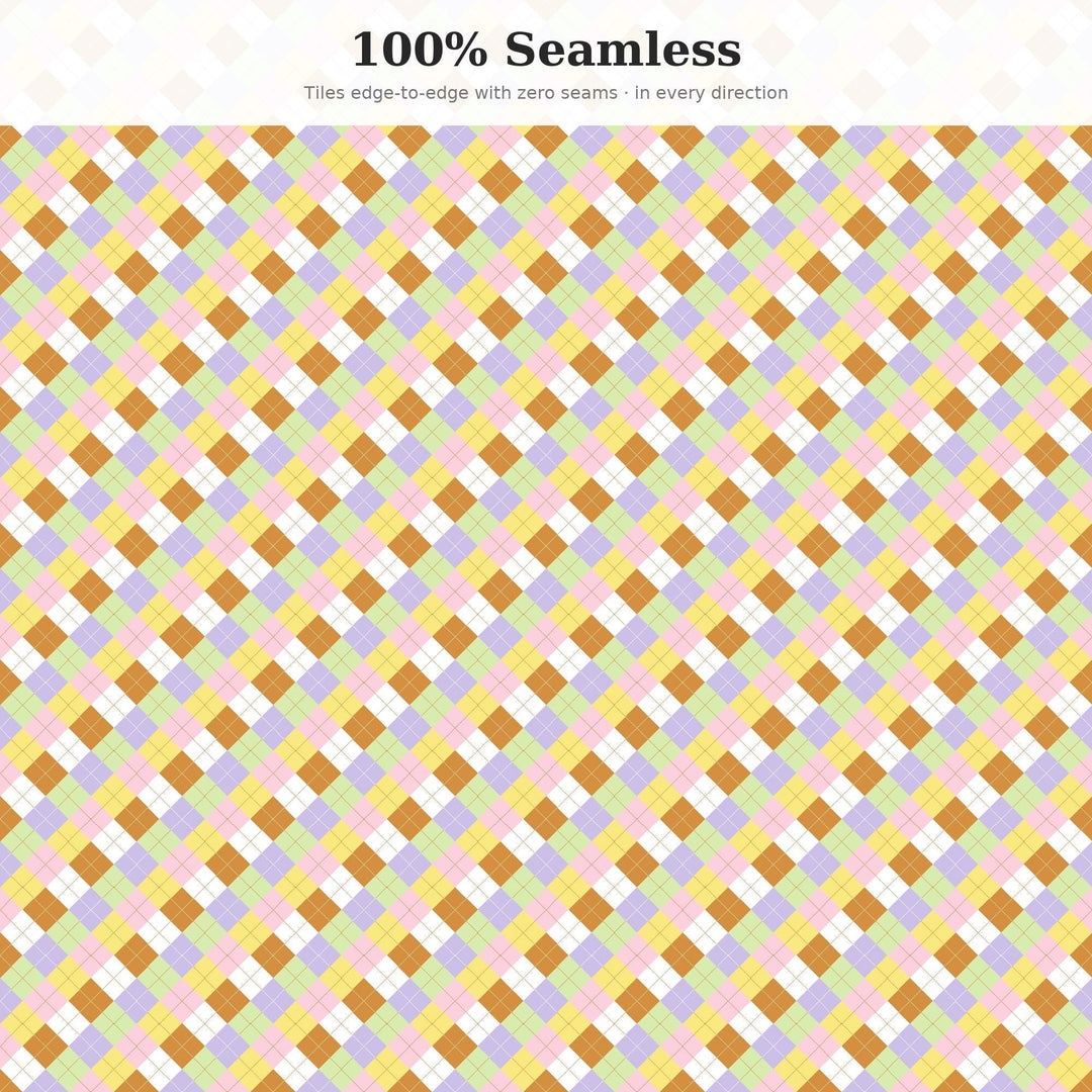 French Macaron Argyle Seamless Pattern | Pastel Fabric & Surface Design (Digital Download)