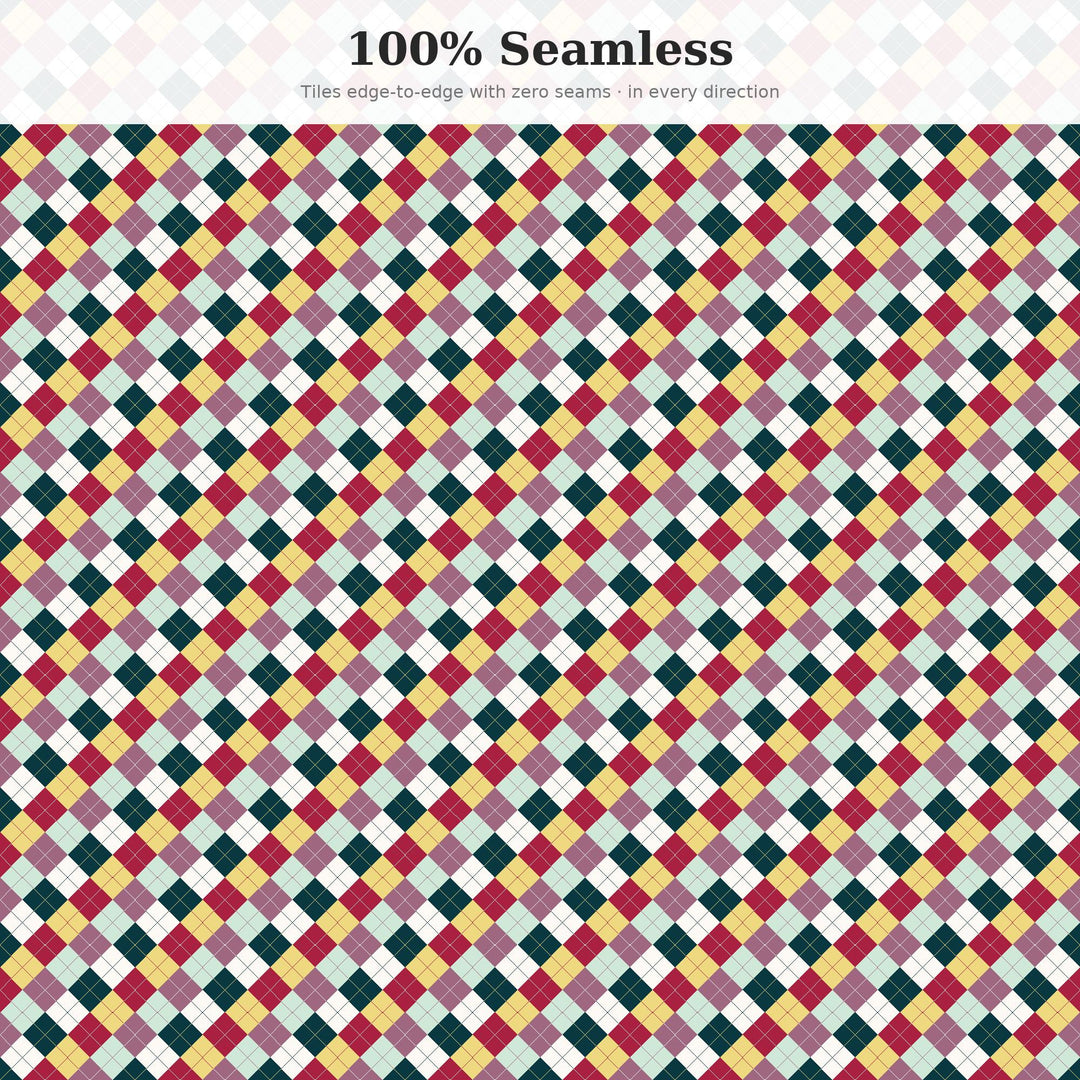 Friendsgiving Argyle Seamless Pattern | Multi-Color Friendsgiving Table Argyle | .png .jpg .svg .pdf .pat | Digital Paper
