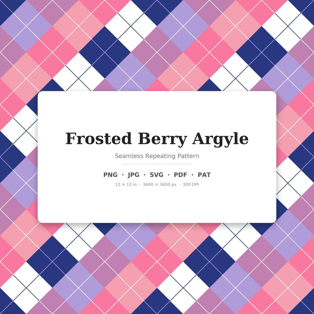 Frosted Argyle Seamless Pattern | Multi-Color Frosted Berry Argyle | .png .jpg .svg .pdf .pat | Digital Paper | Fabric & Surface Design