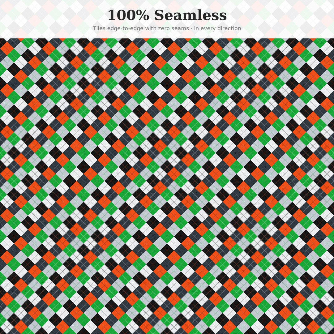 Futurism Argyle Seamless Pattern | Multi-Color Fabric Design (Digital Download)