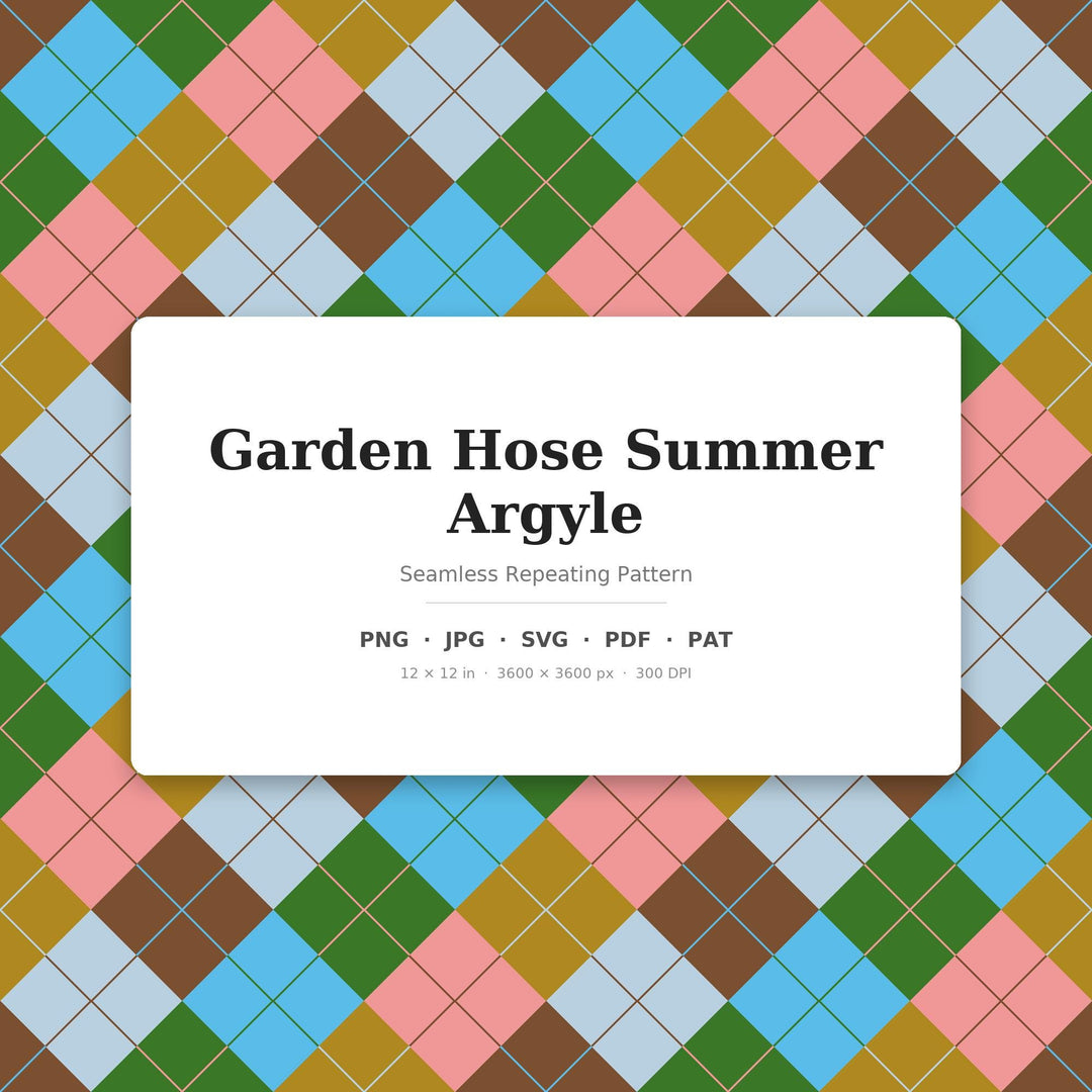 Garden Hose Summer Argyle Seamless Pattern | Fabric Surface Design (Digital Download)
