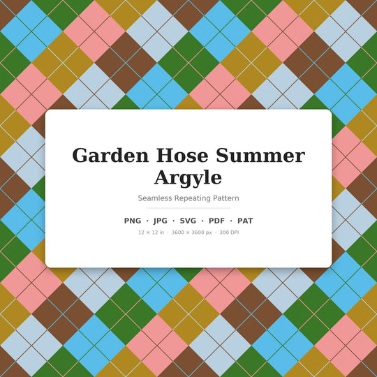 Garden Hose Summer Argyle Seamless Pattern | Fabric Surface Design (Digital Download)