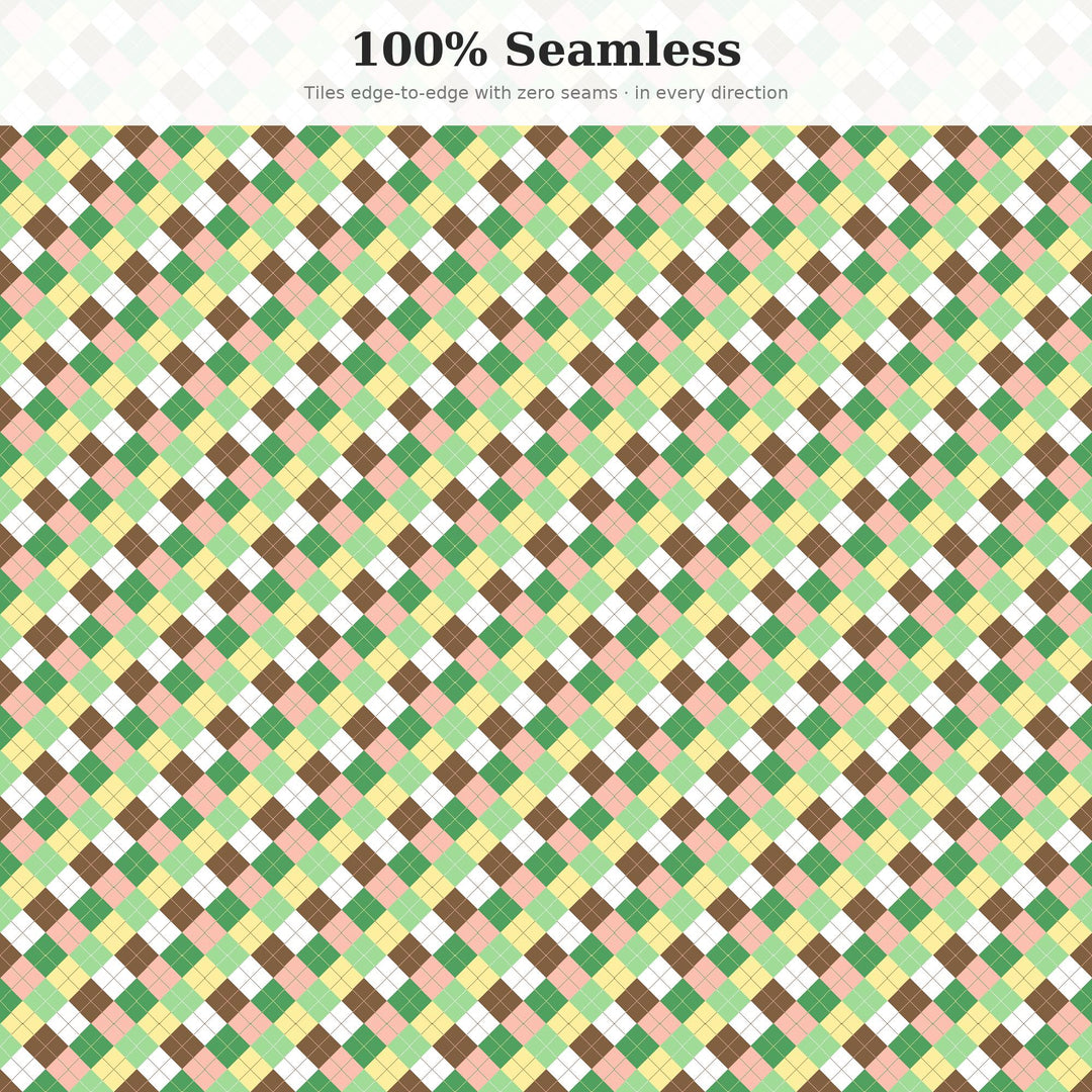 Garden Argyle Seamless Pattern | Multi-Color Garden Salad Argyle | .png .jpg .svg .pdf .pat | Digital Paper | Fabric & Surface Design