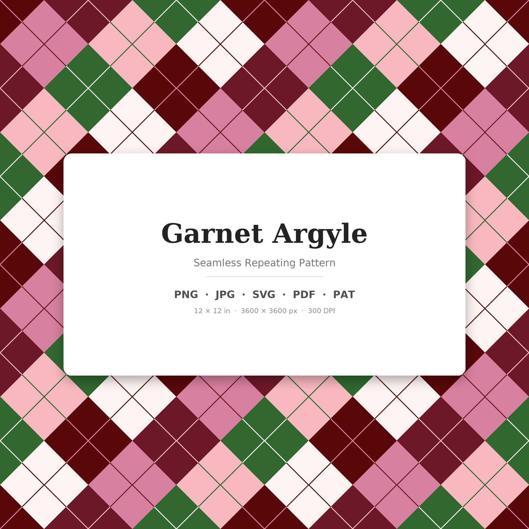Garnet Argyle Seamless Pattern | Multi-Color Fabric Design (Digital Download)