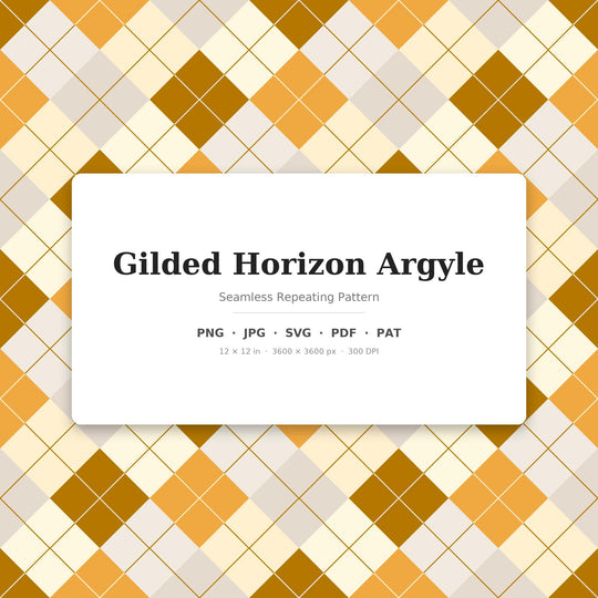 Gilded Horizon Argyle Seamless Pattern | Multi-Color Digital Paper (Digital Download)
