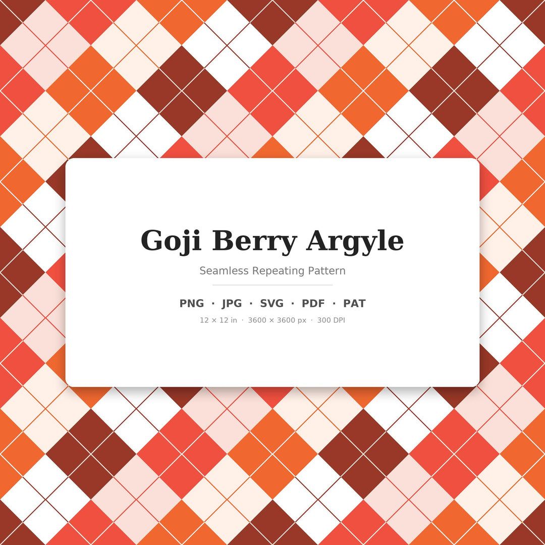 Goji Argyle Seamless Pattern | Multi-Color Goji Berry Argyle | .png .jpg .svg .pdf .pat | Digital Paper | Fabric & Surface Design