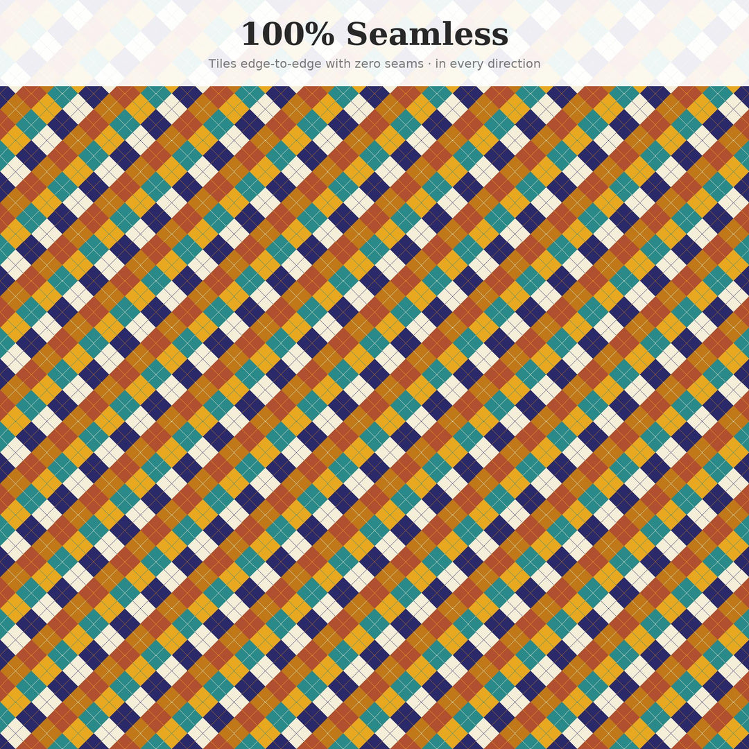 Golden Age Of Islam Argyle Seamless Pattern | Fabric Surface Design (Digital Download)