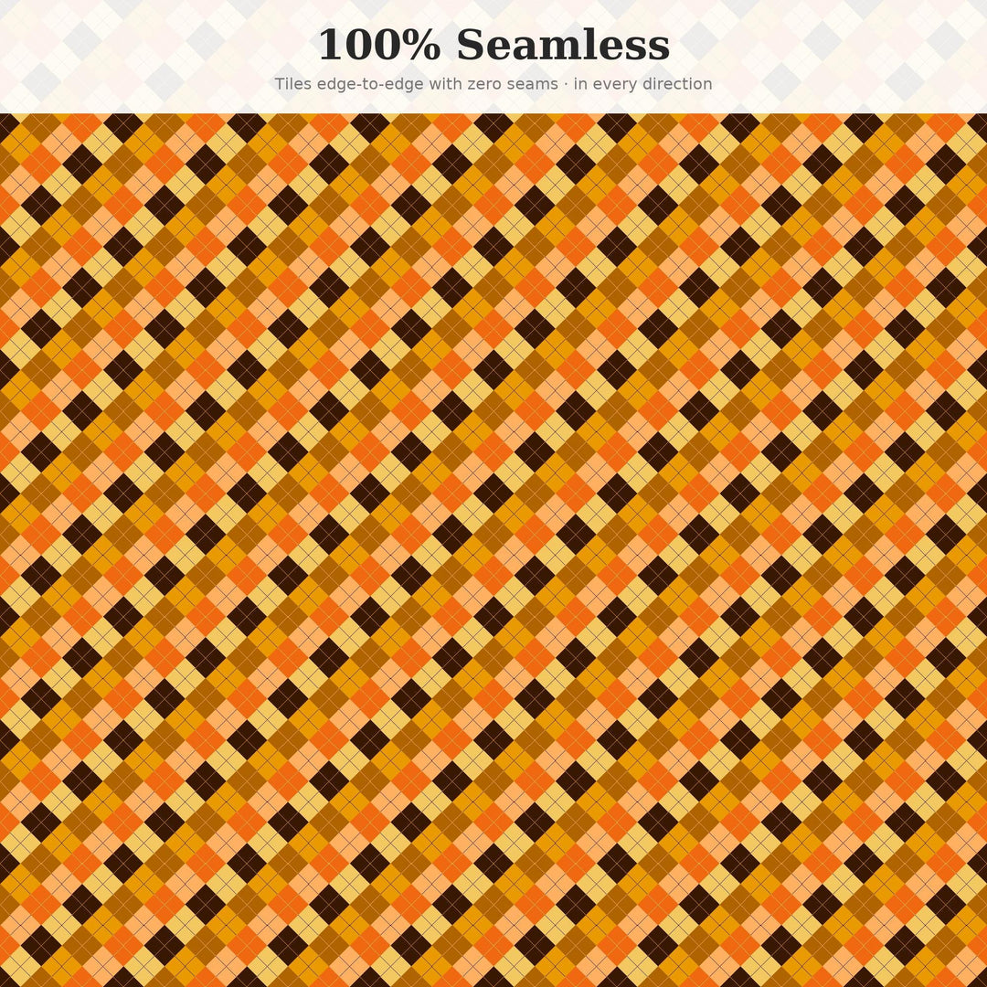 Golden Argyle Seamless Pattern | Multi-Color Golden Hour Argyle | .png .jpg .svg .pdf .pat | Digital Paper | Fabric & Surface Design