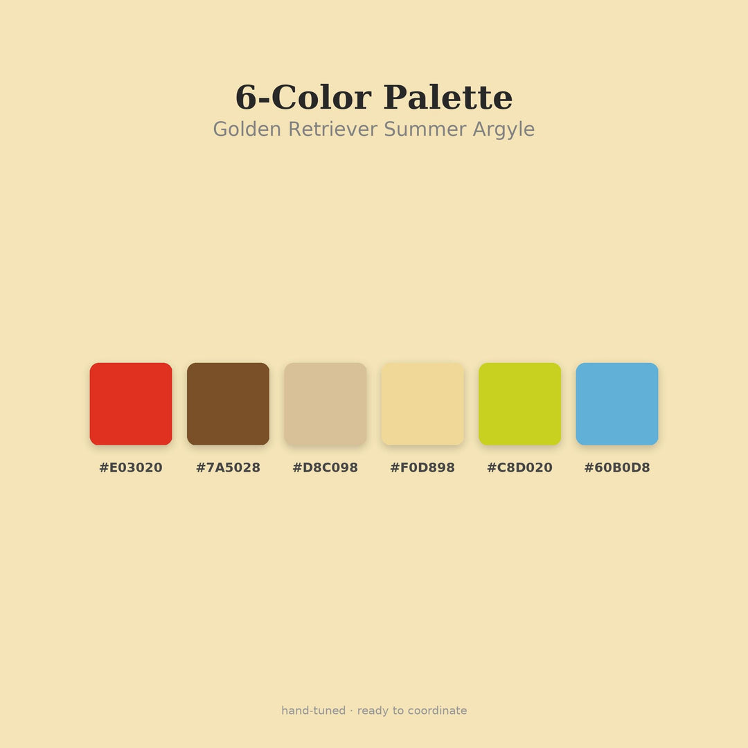 Golden Retriever Summer Argyle Seamless Pattern | Multi-Color Digital Paper (png, jpg, svg, pdf, pat)