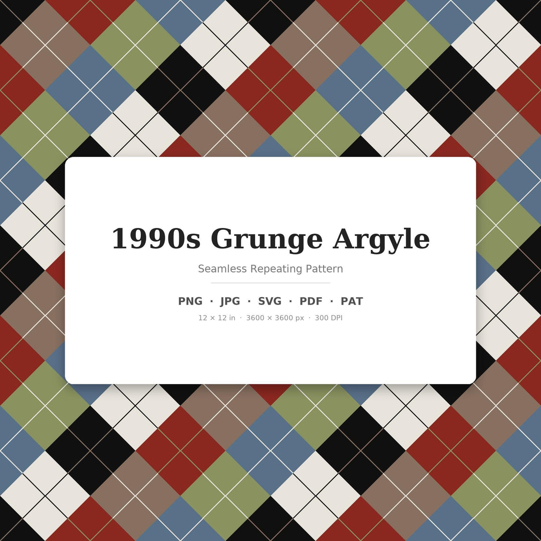 1990s Grunge Argyle Digital Paper for Retro Craft Projects, Seamless Moody Diamond Grid for Fabric and Scrapbooking