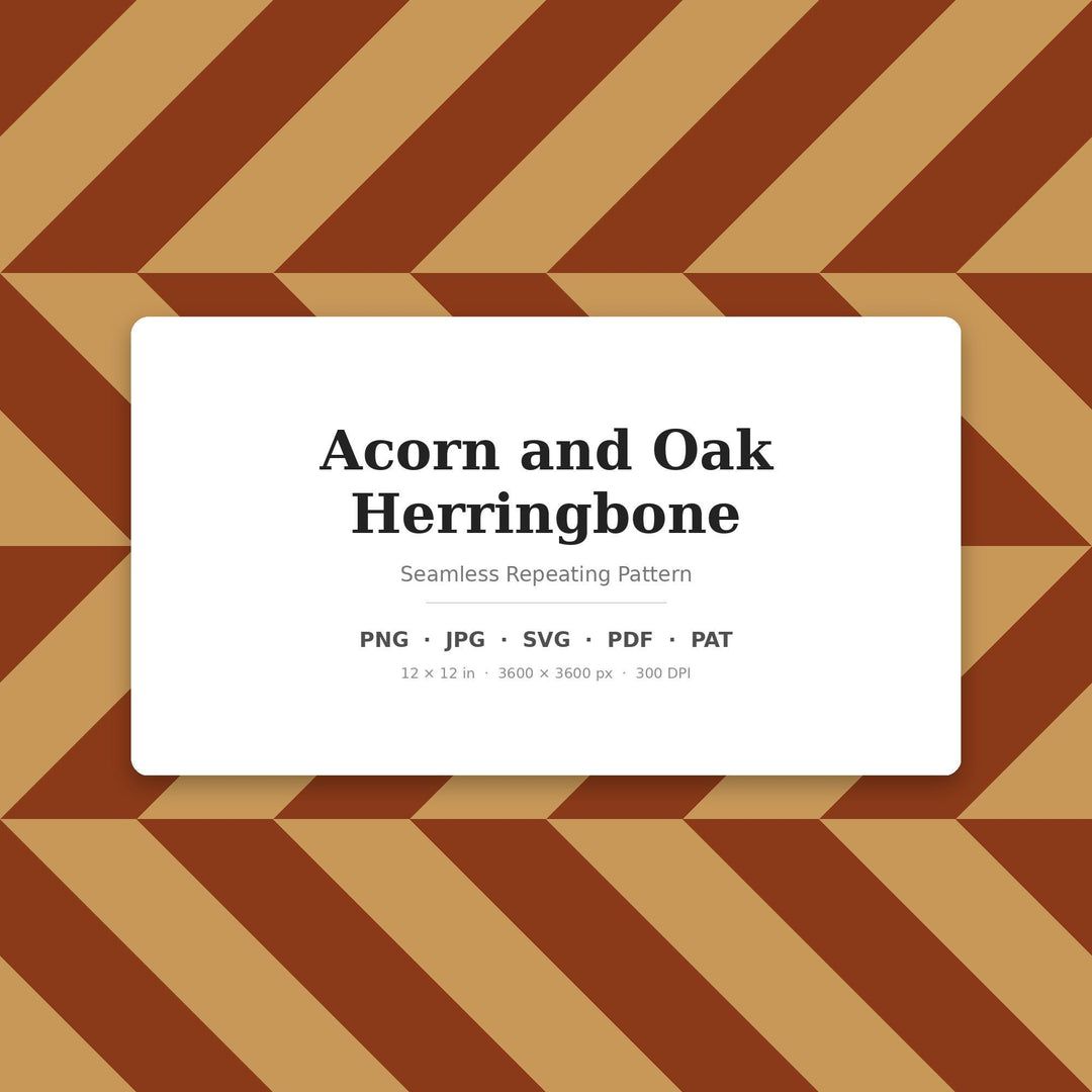 Acorn Herringbone Seamless Pattern | Russet Oak Digital Paper (png, jpg, svg, pdf, pat)