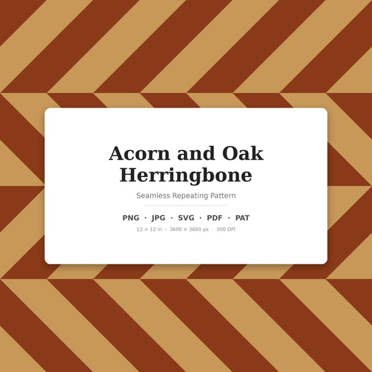 Acorn Herringbone Seamless Pattern | Russet Oak Digital Paper (png, jpg, svg, pdf, pat)