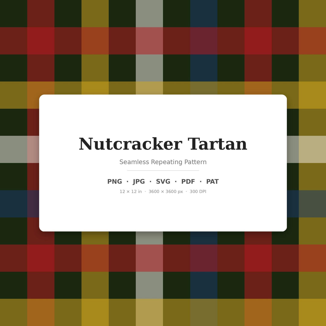 Nutcracker Tartan Seamless Pattern | Christmas Red, Gold, Ivory Digital Paper (Digital Download)