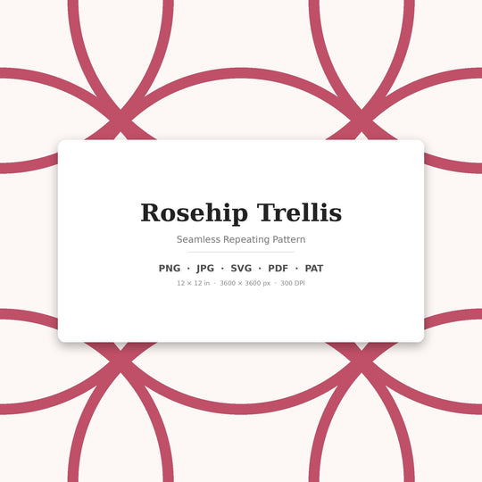 Rosehip Trellis Seamless Pattern | Dusty Rose Cottagecore Fabric Design (Digital Download)