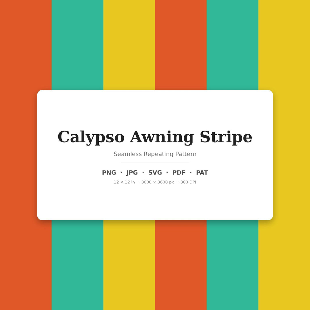 Calypso Awning Stripe Seamless Pattern | Multi-Color Tropical Digital Paper (svg, png, jpg, pdf, pat)