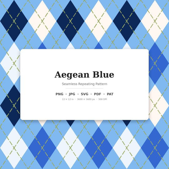 Aegean Classic Argyle Seamless Pattern | Multi-Color Aegean Blue | .png .jpg .svg .pdf .pat | Digital Paper | Fabric & Surface Design