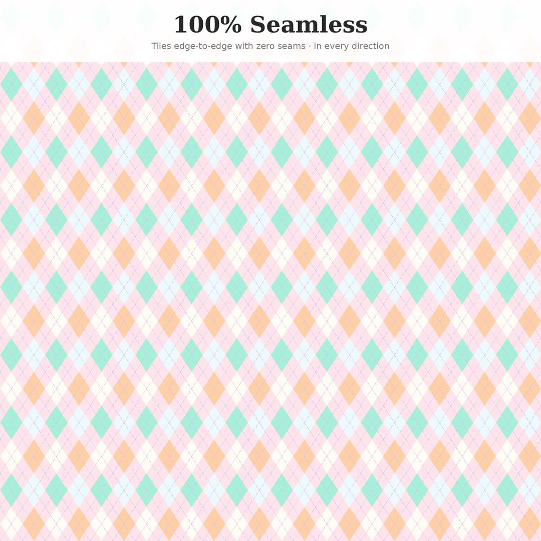 Anime Classic Argyle Seamless Pattern | Multi-Color Anime Pastel | .png .jpg .svg .pdf .pat | Digital Paper | Fabric & Surface Design
