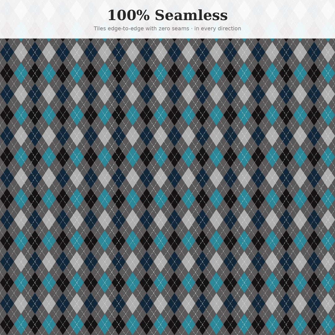 Black Classic Argyle Seamless Pattern | Multi-Color Black Sand Beach | .png .jpg .svg .pdf .pat | Digital Paper | Fabric & Surface Design