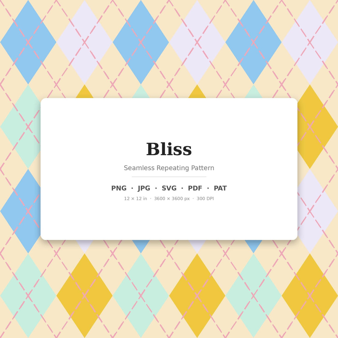 Bliss Classic Argyle Seamless Pattern | Multi-Color Bliss | .png .jpg .svg .pdf .pat | Digital Paper | Fabric & Surface Design
