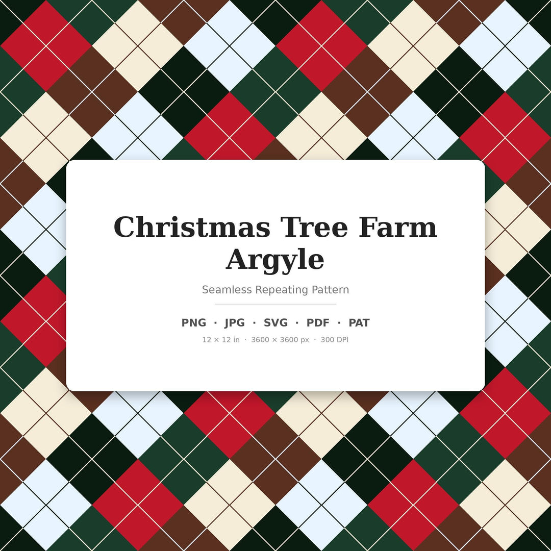 Christmas Tree Farm Argyle Seamless Pattern (Digital Download)