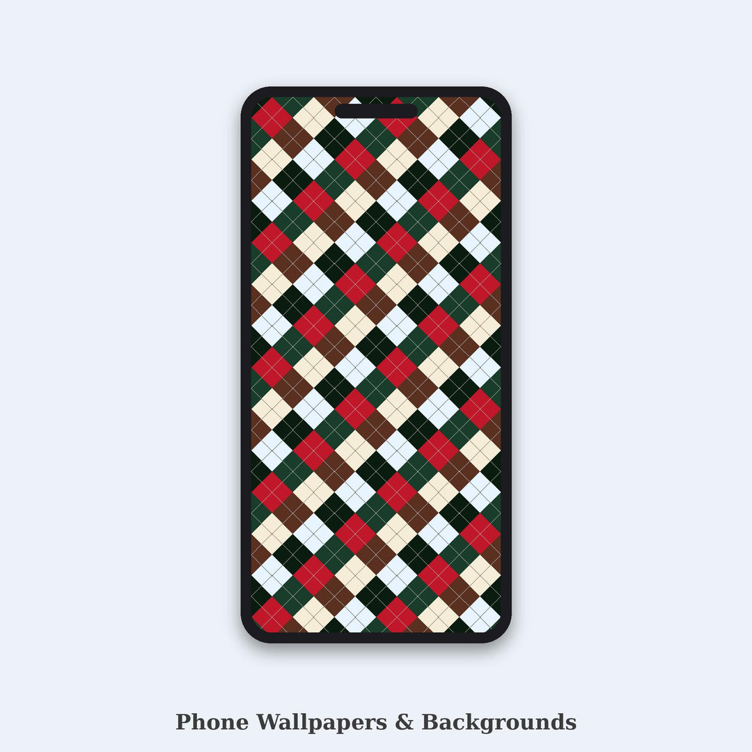 Christmas Tree Farm Argyle Seamless Pattern (Digital Download)