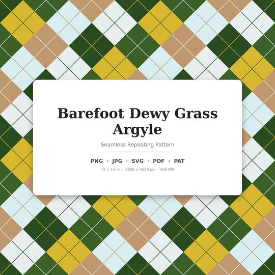 Barefoot Dewy Grass Argyle Seamless Pattern | Digital Download (png, jpg, svg, pdf, pat)