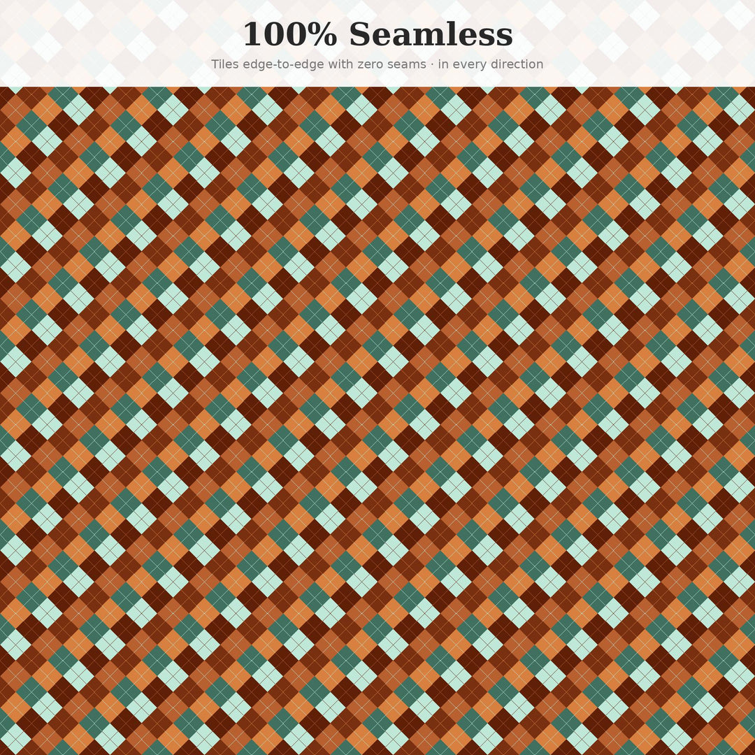 Copper Argyle Seamless Pattern | Multi-Color Copper Patina Argyle | .png .jpg .svg .pdf .pat | Digital Paper | Fabric & Surface Design