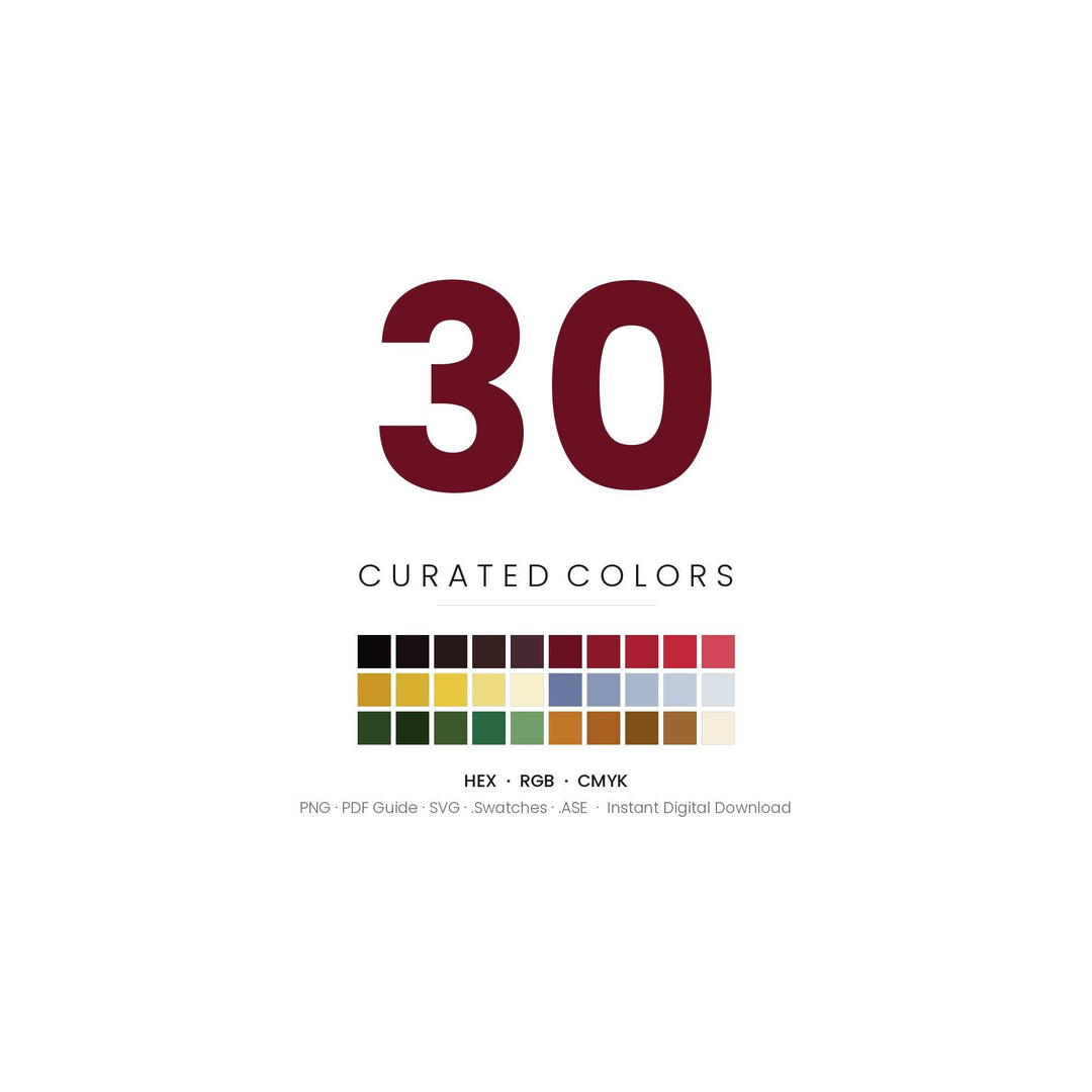 1920s Speakeasy Color Palette | 30 Procreate Swatches, HEX RGB CMYK (Digital Download)