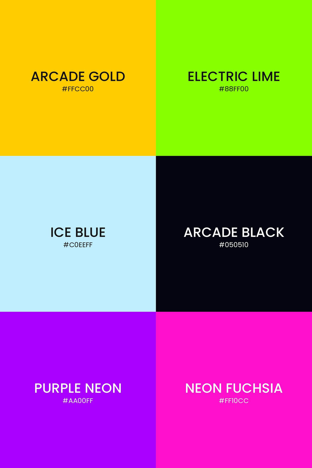 1980s Neon Color Palette | 30 Hex RGB CMYK Swatches (Digital Download)