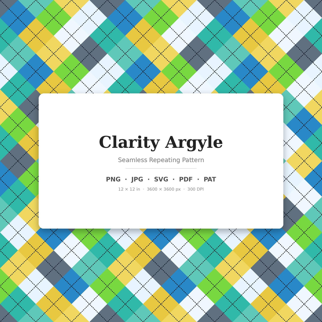 Clarity Argyle Seamless Pattern | Multi-Color Repeating Fabric Design (Digital Download)