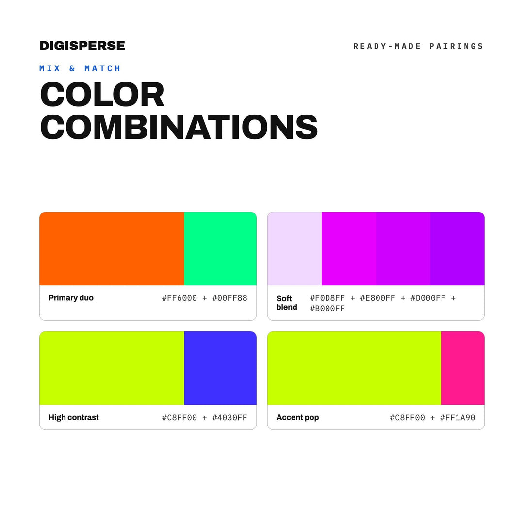 Neon Rainbow Color Palette | 30 Colors | Hex RGB CMYK | Procreate Swatches + ASE | Digital Download