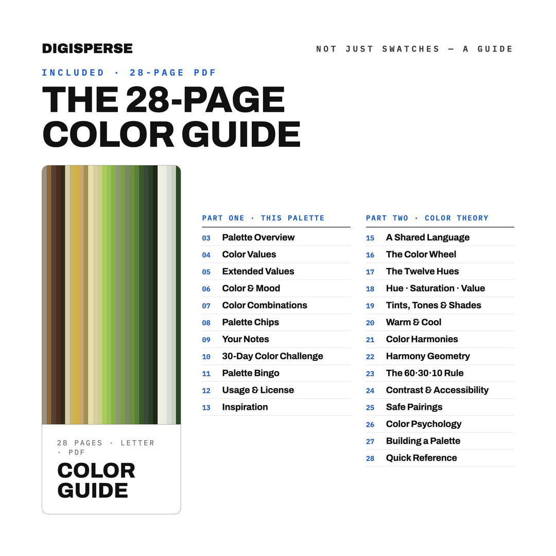 Bamboo Grove Color Palette | 30 Procreate Swatches, HEX, RGB, CMYK (Digital Download)