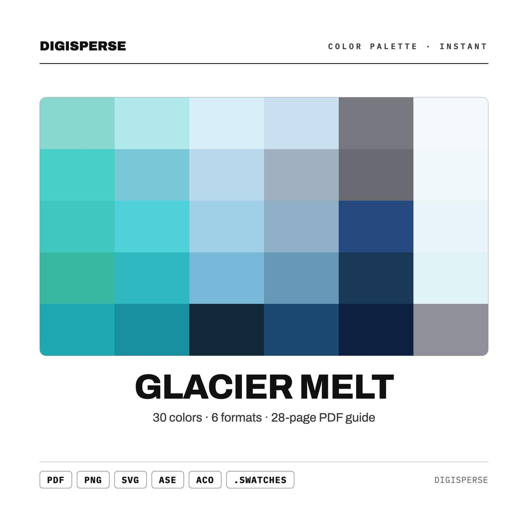 Glacier Melt Color Palette | 30 Nature Inspired Hues (Digital Download)