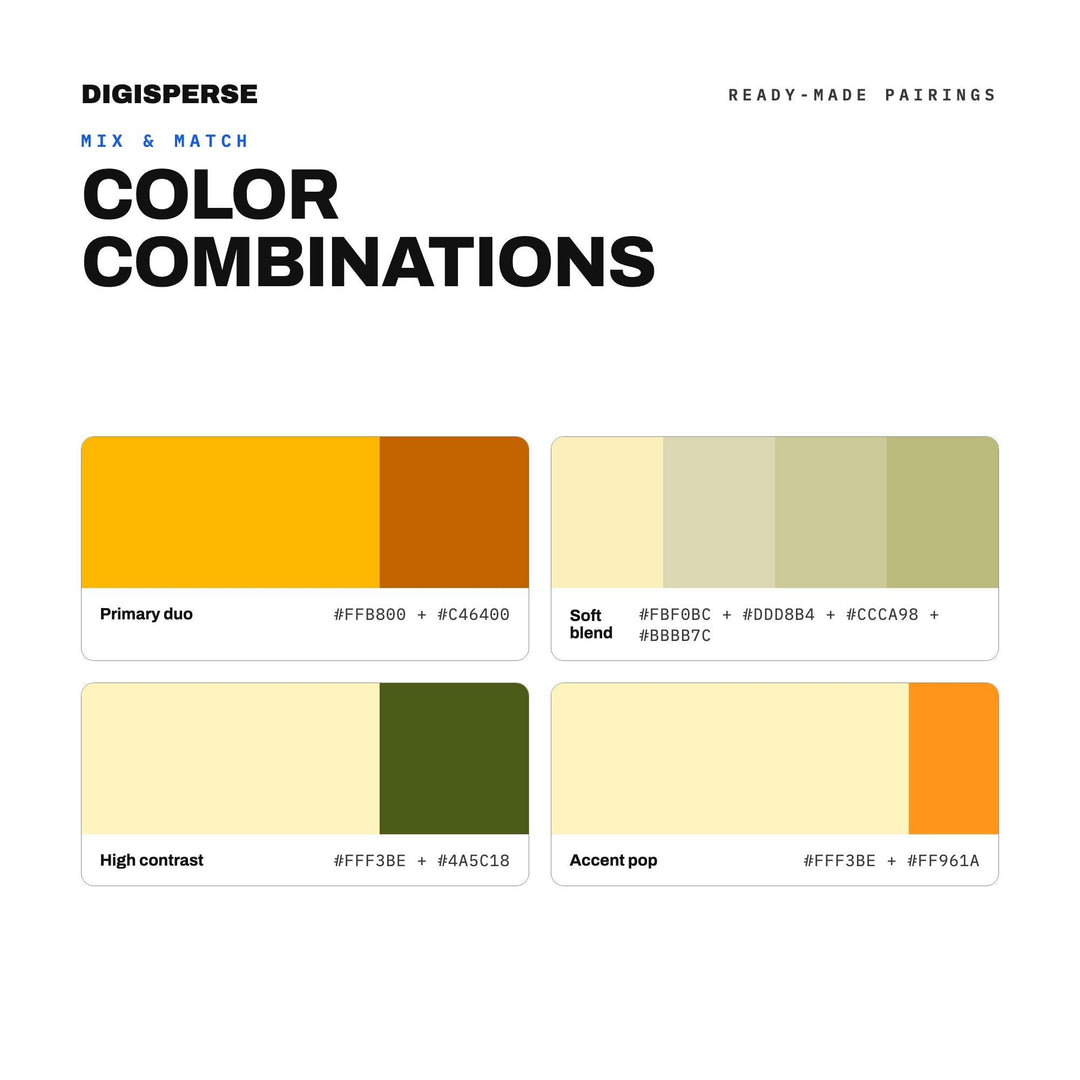 Marigold Field Color Palette | 30 Colors | Hex RGB CMYK | Color Guide | Procreate Swatches + ASE | Digital Download