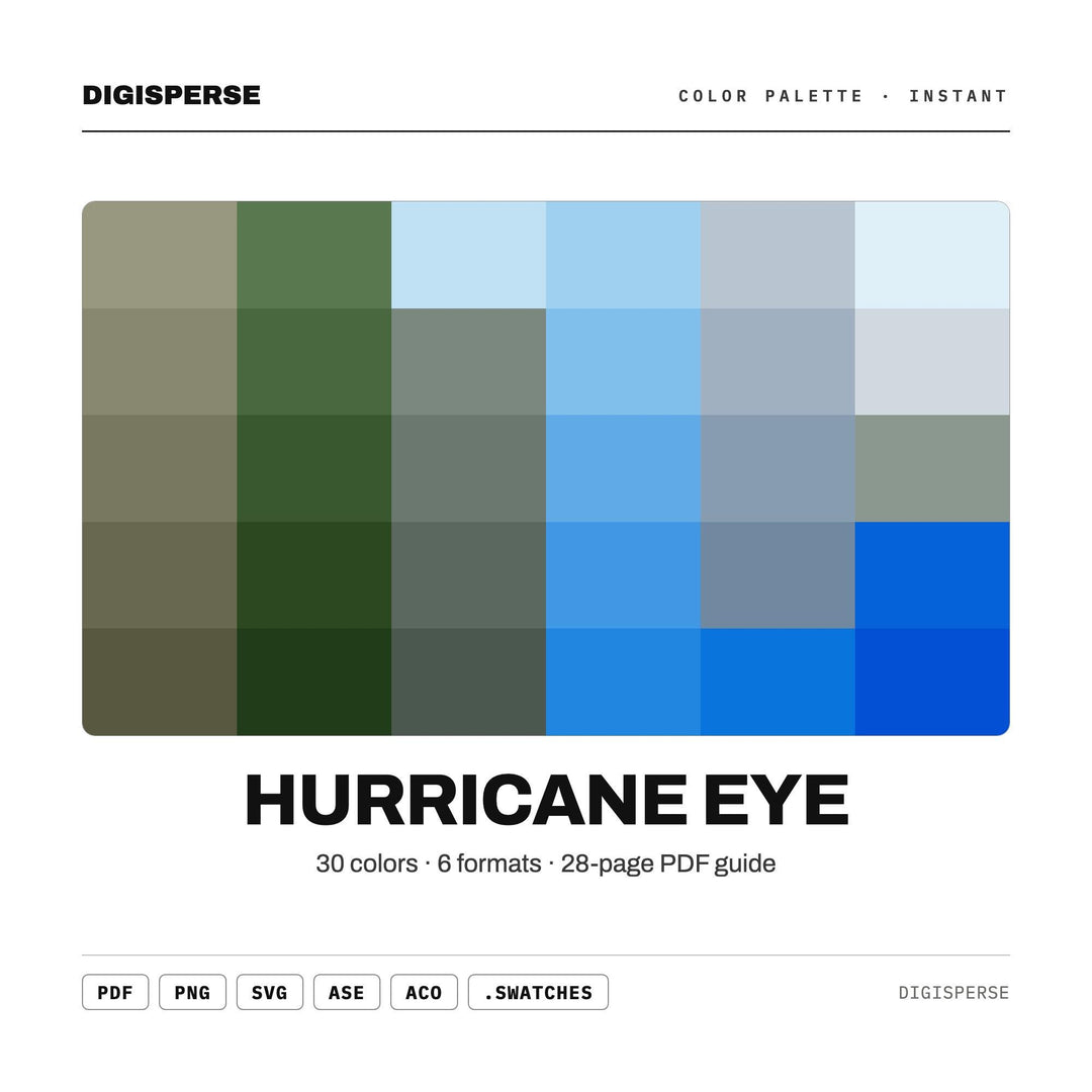 Hurricane Eye Color Palette | 30 Colors, Procreate, ASE Swatches (Digital Download)