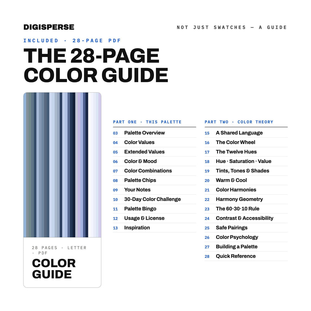 Into The Clouds Color Palette | 30 Colors | Hex RGB CMYK | Color Guide | Procreate Swatches + ASE | Digital Download