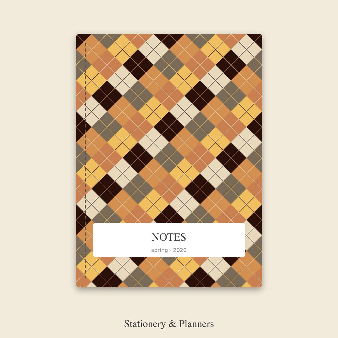 Aged Whiskey Argyle Digital Paper for Rustic Fall Crafts, Seamless Amber Brown Diamond Check for Fabric and Masculine Decor