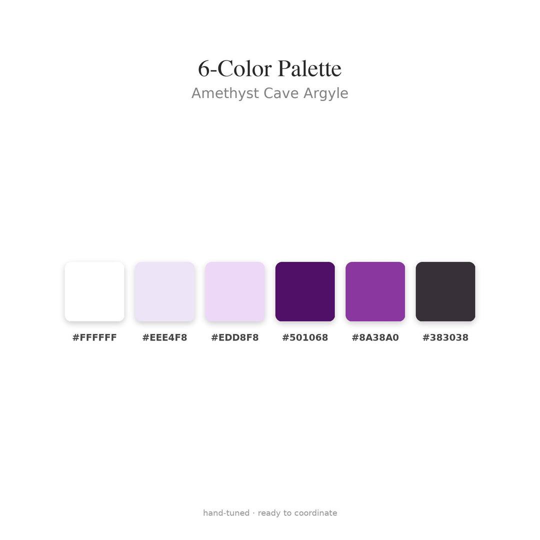Amethyst Cave Argyle Digital Paper for Crystal Lover Crafts, Seamless Purple Geode Diamond Check for Fabric and Scrapbooking