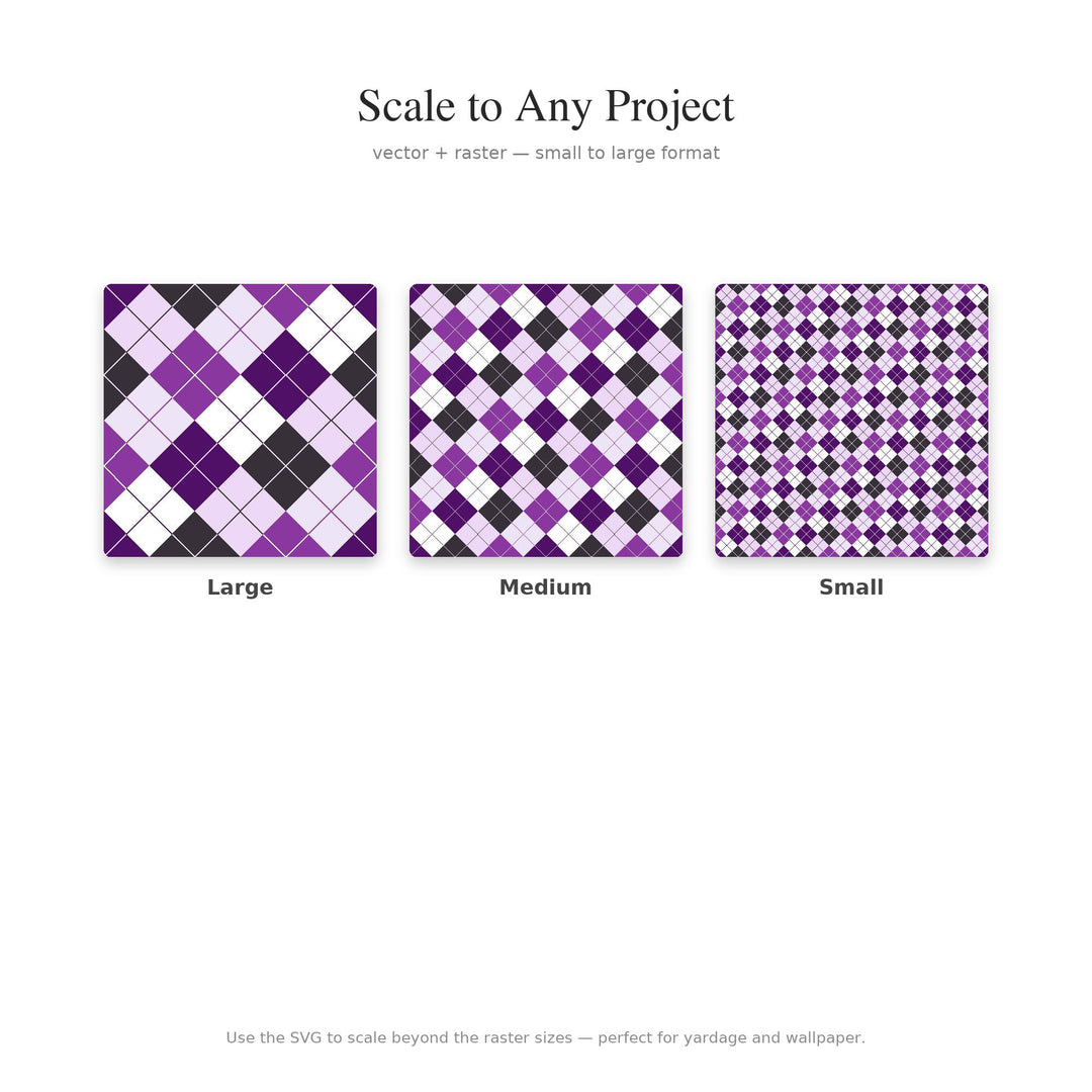 Amethyst Cave Argyle Digital Paper for Crystal Lover Crafts, Seamless Purple Geode Diamond Check for Fabric and Scrapbooking