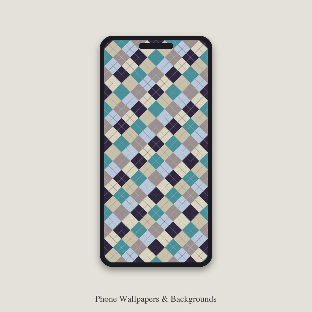 Winter Wildflower Argyle Digital Paper for Cozy Sewing Projects, Seamless Icy Floral Diamond Check for Fabric and Scrapbooking