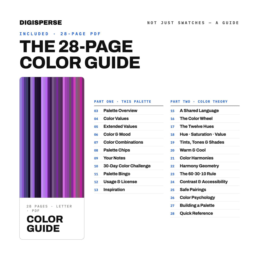 Purple Rain Color Palette | 30 Colors | Hex RGB CMYK | Color Guide | Procreate Swatches + ASE | Digital Download