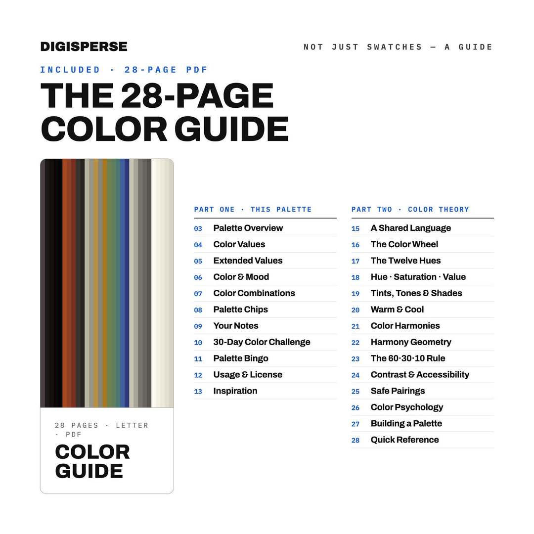 Ink Wash Color Palette | 30 Procreate Swatches, HEX RGB CMYK Guide (Digital Download)
