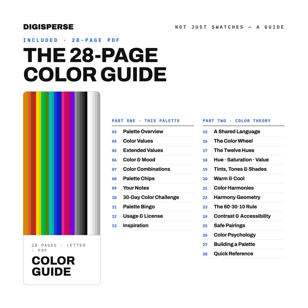 Kinetic Art Color Palette | 30 Colors, HEX, RGB, CMYK (Digital Download)