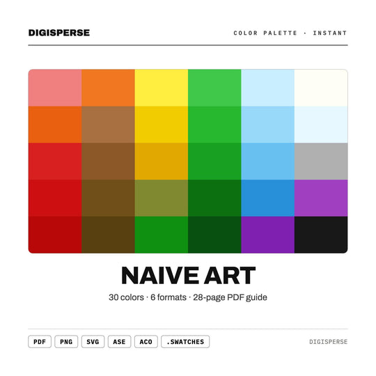 Naive Art Color Palette | 30 Procreate Swatches, ASE Guide (Digital Download)